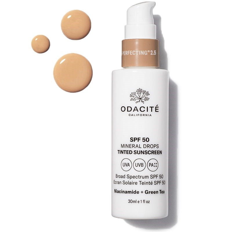 Odacite SPF 50 Flex-Perfecting™ Mineral Drops Tinted Sunscreen - 2.5 - product shown next to product texture color swatches