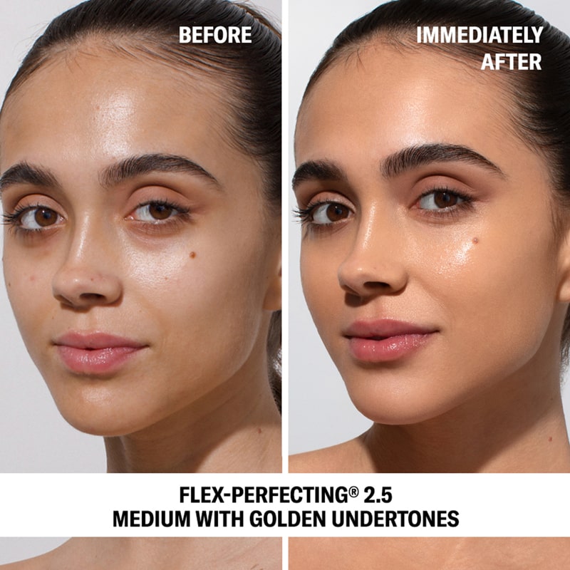 Odacite SPF 50 Flex-Perfecting™ Mineral Drops Tinted Sunscreen - 2.5 - before and after photo of model shown using product