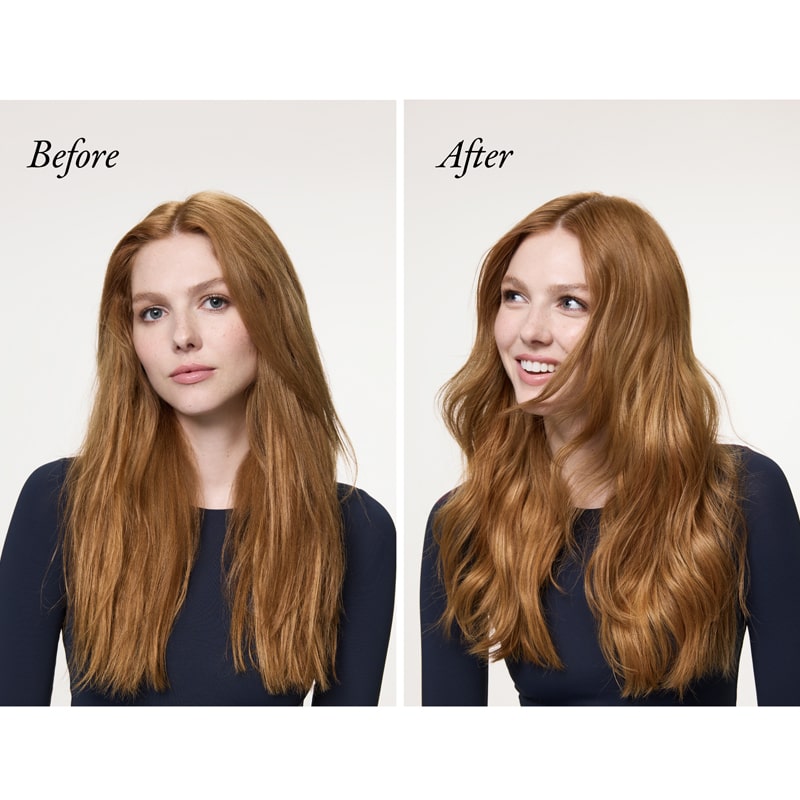 Oribe Mirror Rinse Glass Hair Treatment - model shown before and after product use