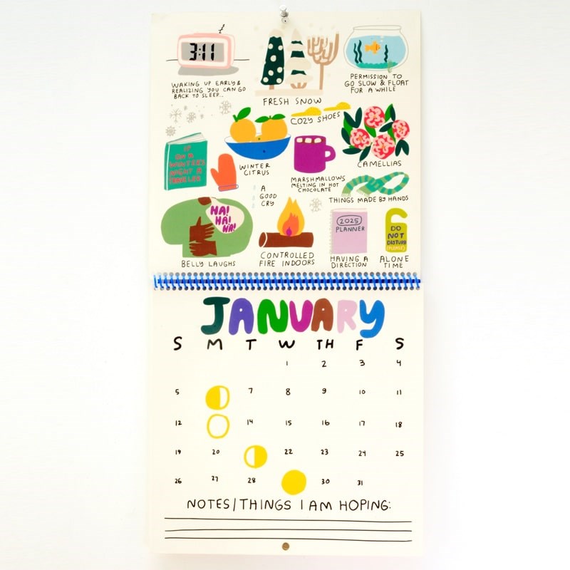 People I've Loved 2025 Only Good Things 12-Month Wall Calendar - product shown opened