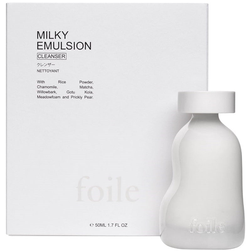 Foile Milky Emulsion Cleanser - product shown next to packaging