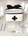 Bag-All Meds and First Aid Storage Box - Cream - product shown next to first aid supplies