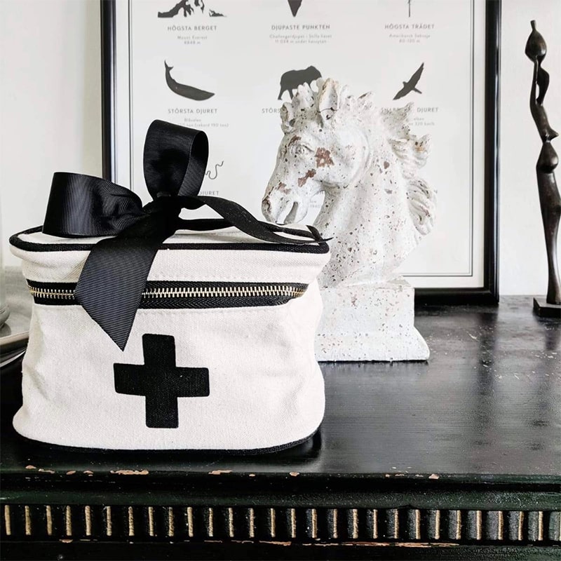 Bag-All Meds and First Aid Storage Box - Cream - product shown on table with decor