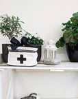 Bag-All Meds and First Aid Storage Box - Cream - product shown on table with plants and decor