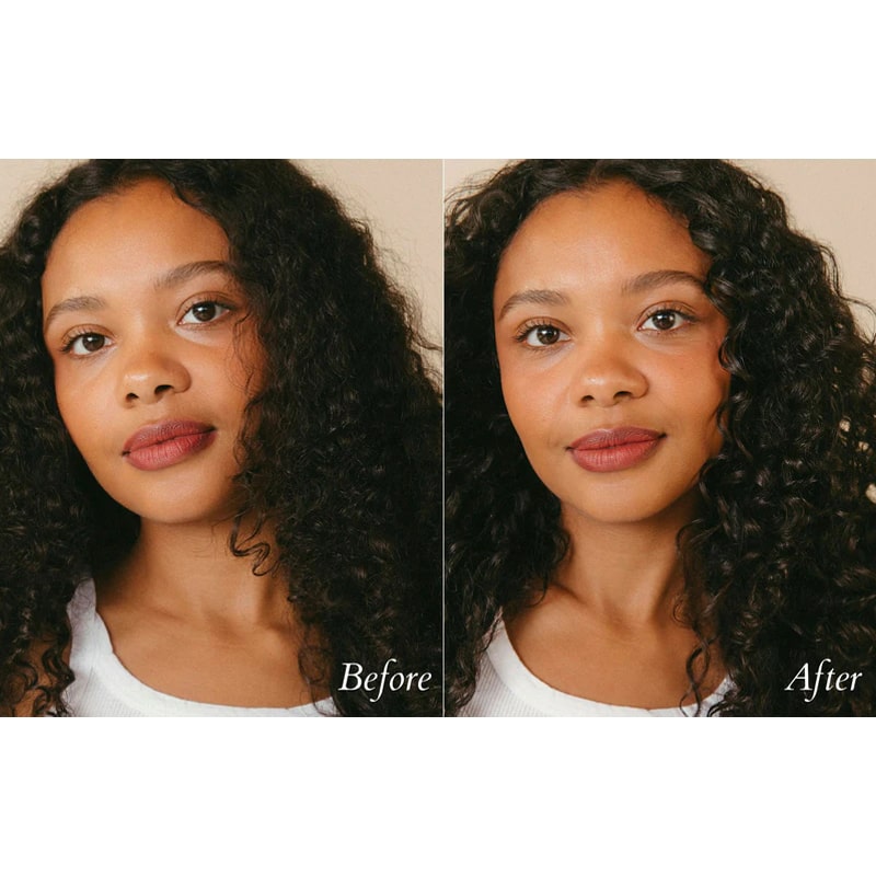 Roz Foundation Mask - model shown before and after use of product