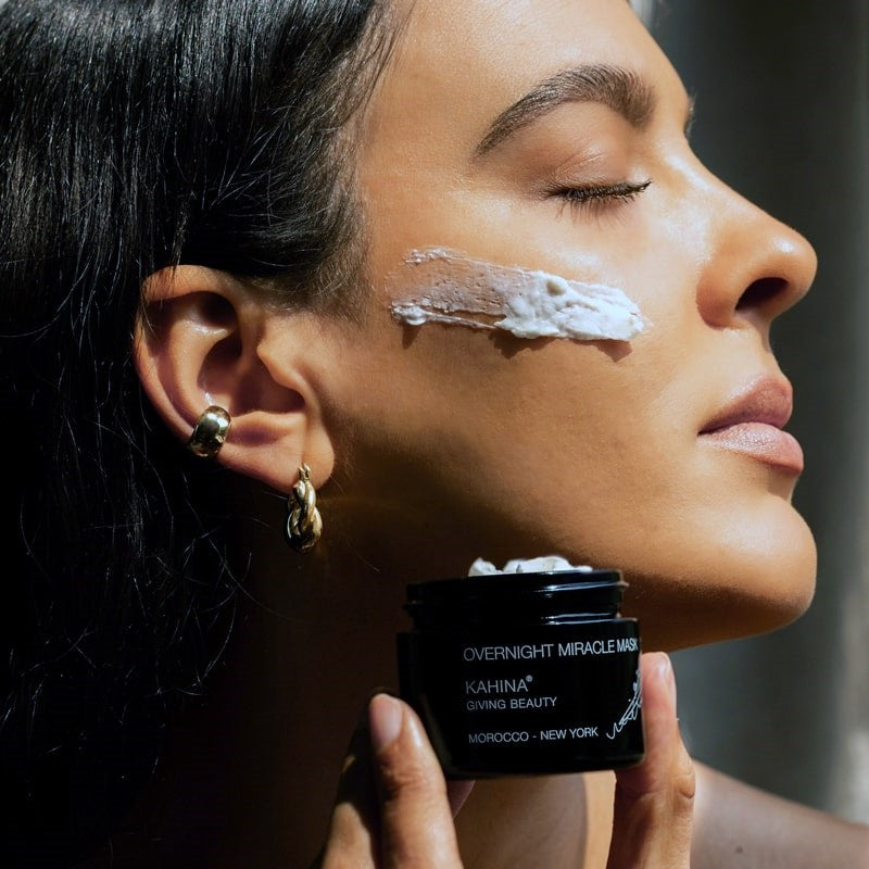 Kahina Giving Beauty Overnight Miracle Mask - model shown using product on face