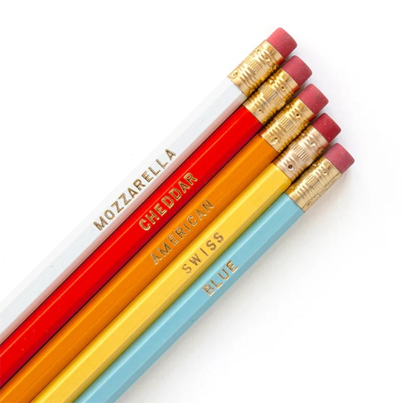 Smarty Pants Paper Cheesy Pencil Set - angled view of products