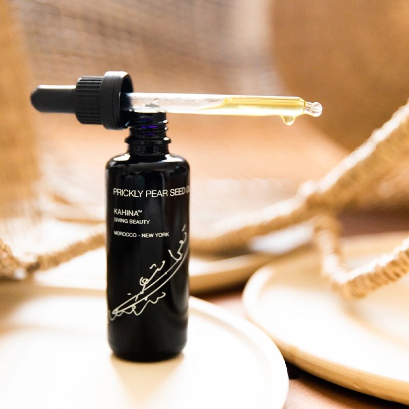 Kahina Giving Beauty Prickly Pear Seed Oil - product shown with dropper sitting on top of bottle