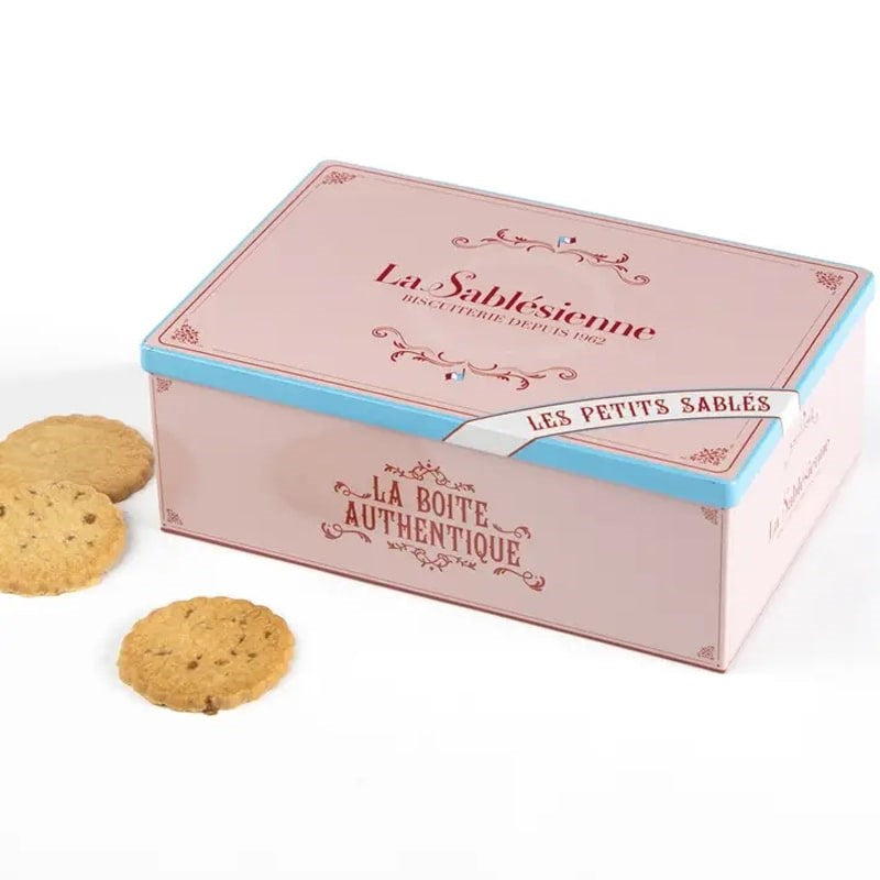 La Sablesienne "Authentic" Tin Box - Plain Butter And Caramel Chips Shortbread Cookies (300 g)