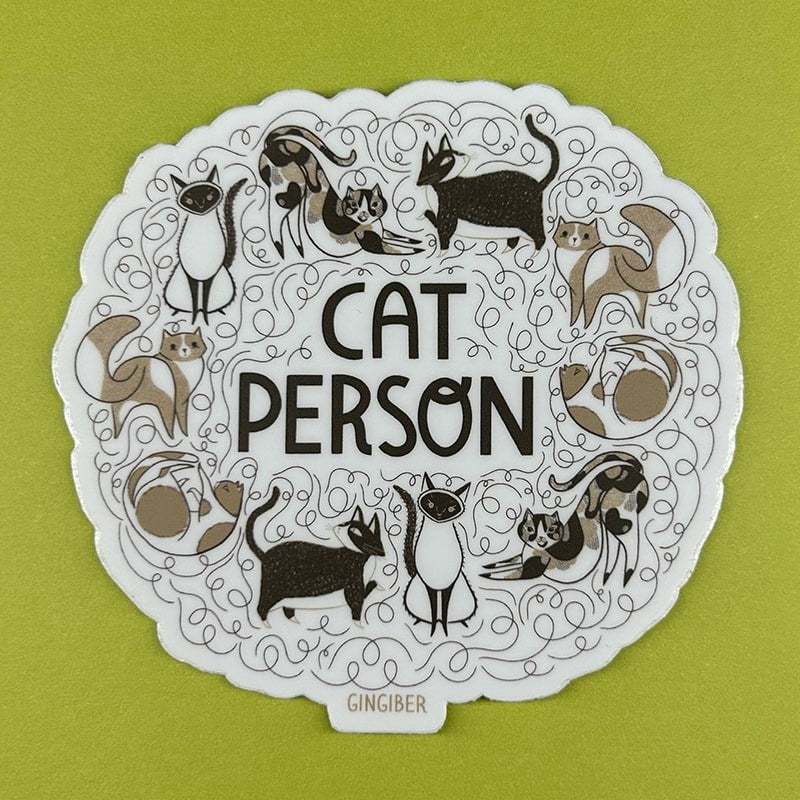 Gingiber Cat Person Sticker - product shown on green background