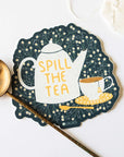 Gingiber Spill the Tea Sticker - product shown next to tea bag