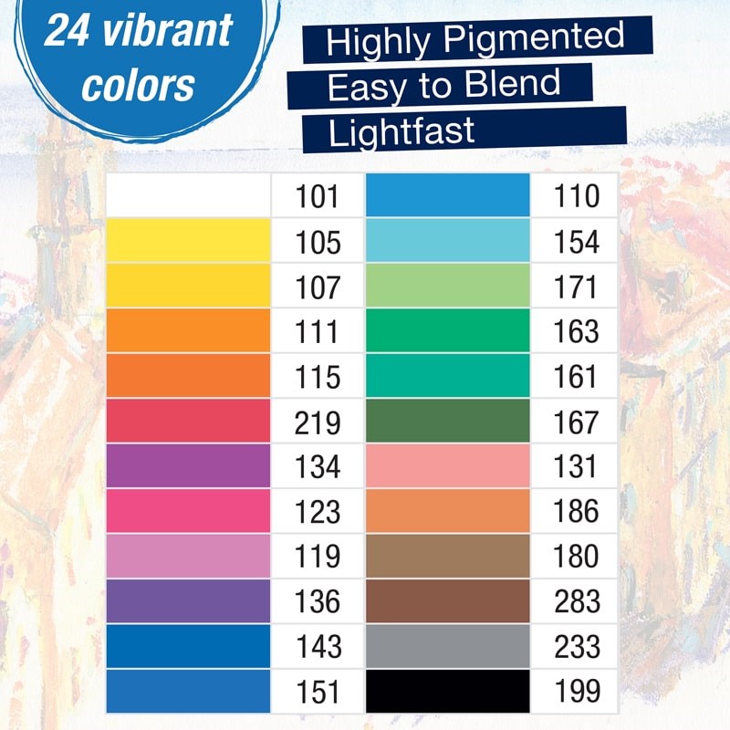 Faber-Castell Artist&#39;s Oil Pastels Set - chart showing product color swatches