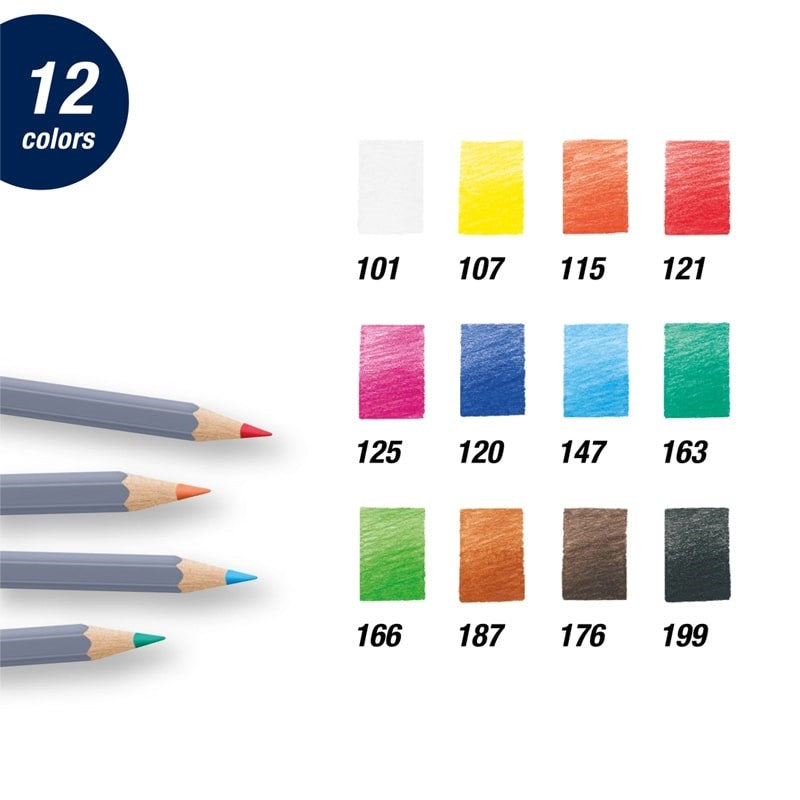 Faber-Castell Goldfaber Aqua Watercolor Pencils - info graphic showing product color swatches