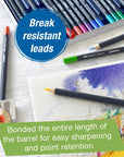 Faber-Castell Goldfaber Color Pencils - info graphic showing products and detail characteristics 