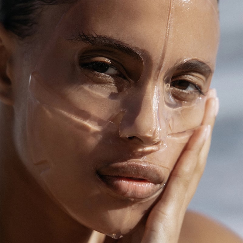 Ametta Skin Calming Lavender Collagen Mask - model shown wearing product on face