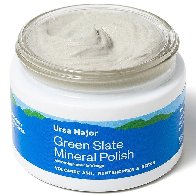 Ursa Major Green Slate Mineral Polish -  product shown without lid showing color and texture of product