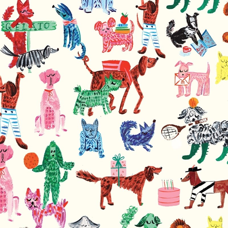 Mr. Boddington's Studio Doggies Gift Bag - Medium - close up of product pattern design