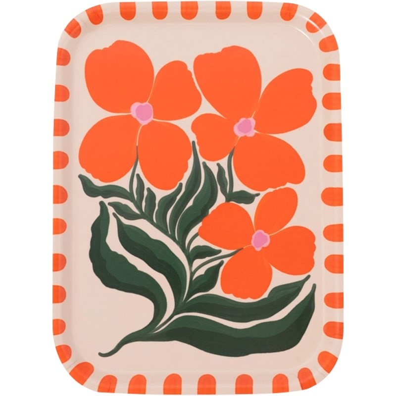 One & Only Paper Wild Flower Orange Bent Birch Serving Tray (1 pc)