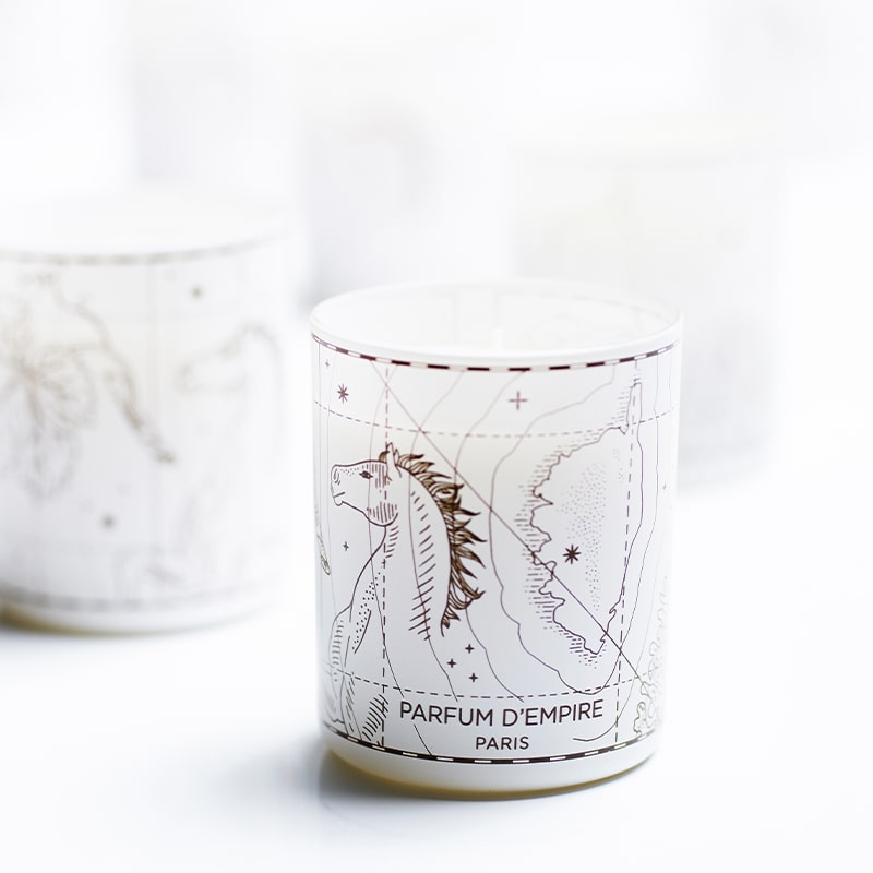 Parfum d&#39;Empire Le Potager Oublie Scented Candle - multiple products shown in white space