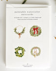 Emily Lex Studio Christmas Wreaths Paintable Notecards (8 pcs)