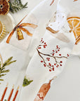 Emily Lex Studio Yuletide Tea Towel - close up of product pattern illustrations