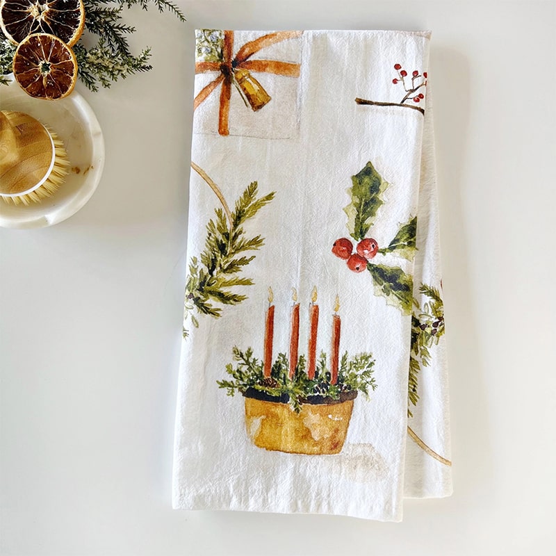 Emily Lex Studio Yuletide Tea Towel - product shown folded