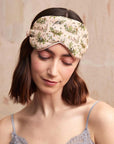 Fable England Morning Song Sleep Mask - model shown wearing product on top of head