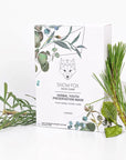 Snow Fox Skincare Herbal Youth Mask - product shown next to product ingredients 