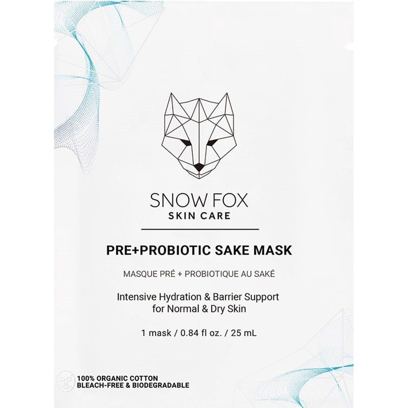 Snow Fox Skincare Pre+Probiotic Sake Mask - product packaging shown