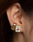 Yellow Owl Workshop Soy Sauce & Rice Earrings - model shown wearing products on ear