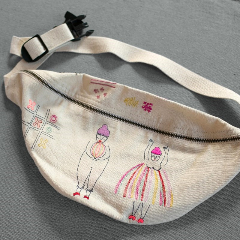 Skippy Cotton Neon Circus Friends Canvas Fanny Pack (1 pc) shown flat