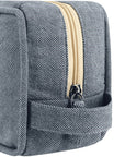 Monsieur Barbier Blue Denim Toiletry Bag - close up of product zipper and detail