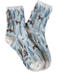 Tiepology Winter Forest Casual Socks - Oatmeal & Denim (1 pair)