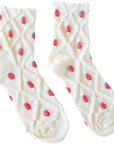 Tiepology Strawberry Diamond Shape Casual Socks - Cream Strawberry (1 pair)