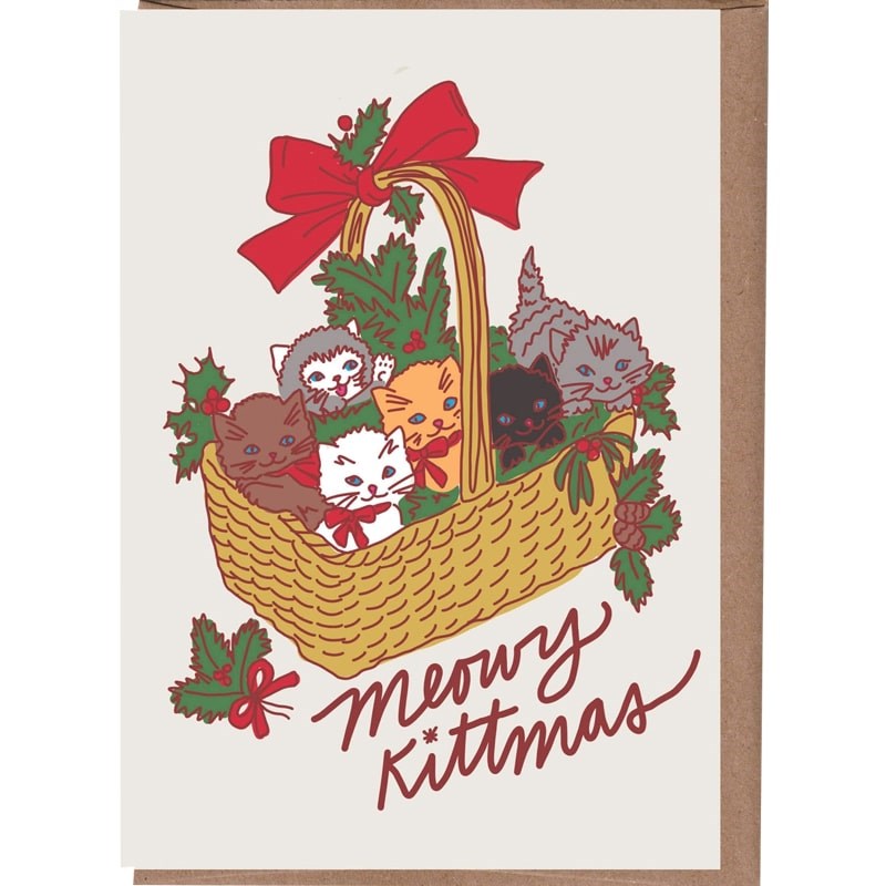 La Familia Green Meowy Kittmas Mini Notecard (1 pc)