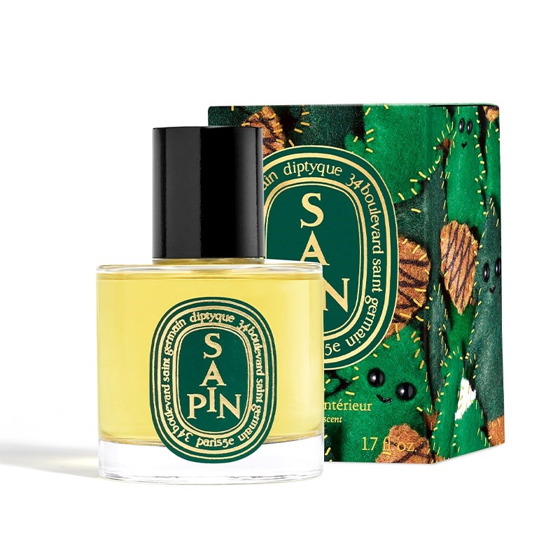 Diptyque Limited Edition Sapin Room Spray - product shown next to packaging