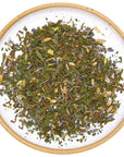 Wild & Tea Four Winds Herbal Tea - product ingredients shown on plate