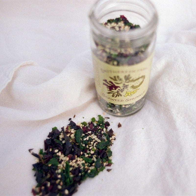 Smithereen Farm Seaweed Sprinkle - opened product with contents next to it