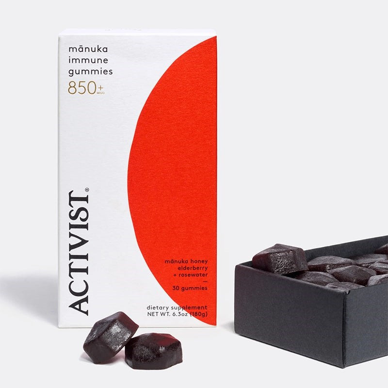 Activist Immune Gummies -product shown in and next to packaging