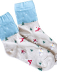 Tiepology Santa Claus Village Casual Socks - Beige & Blue (1 pair)