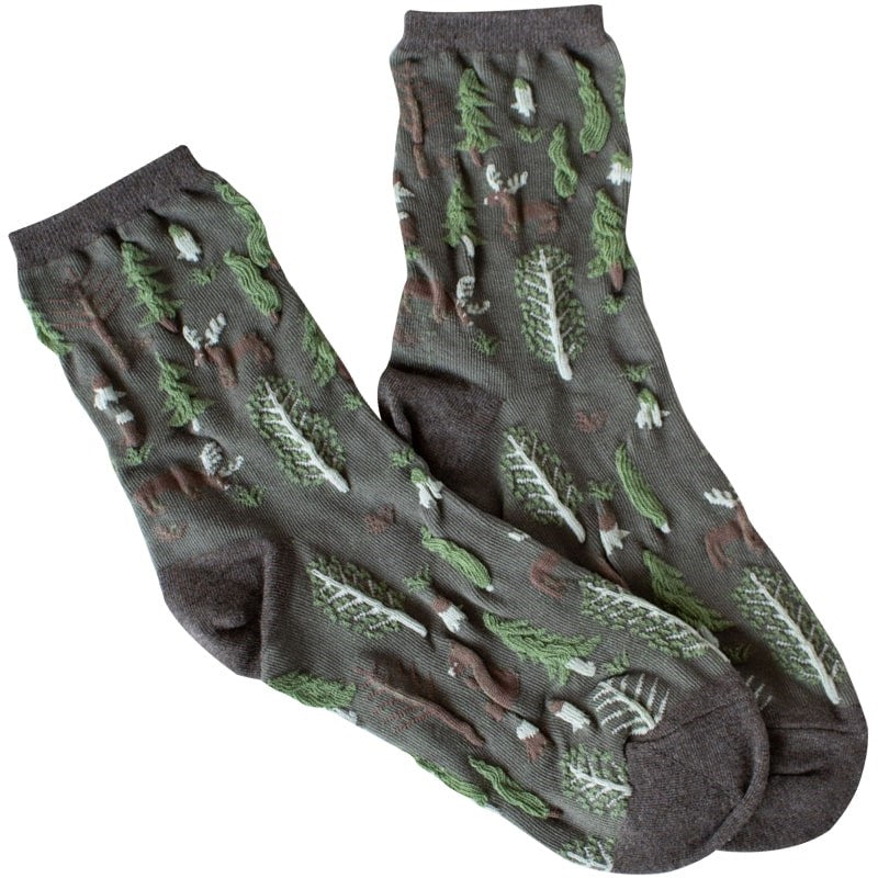 Tiepology Winter Forest Casual Socks - Brown & Sage ( 1 pair)