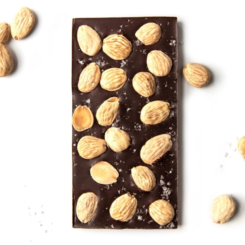 Wildwood Chocolate Marcona Almond - product shown next to almonds