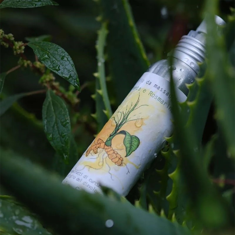 La Selva Positano Mint and Rosemary Massage Oil - product shown on plants