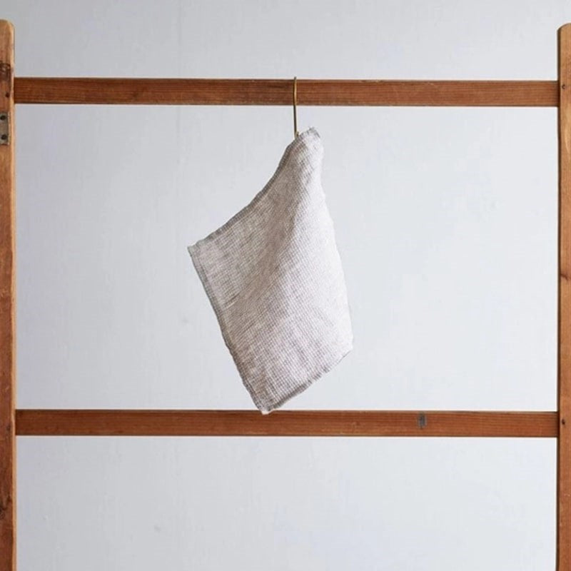 Fog Linen Work Natural Linen Waffle Face & Body Cloth (1 pc) - product shown hanging from rack