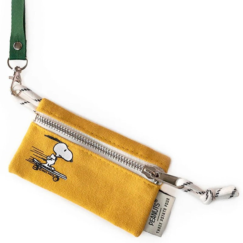 Close up of Three Potato Four 3P4 X Peanuts Lanyard Zip Wallet - Skateboard Snoopy (1 pc)