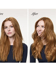 Oribe Supershine Hydrating Conditioner - before and after product use shown on model