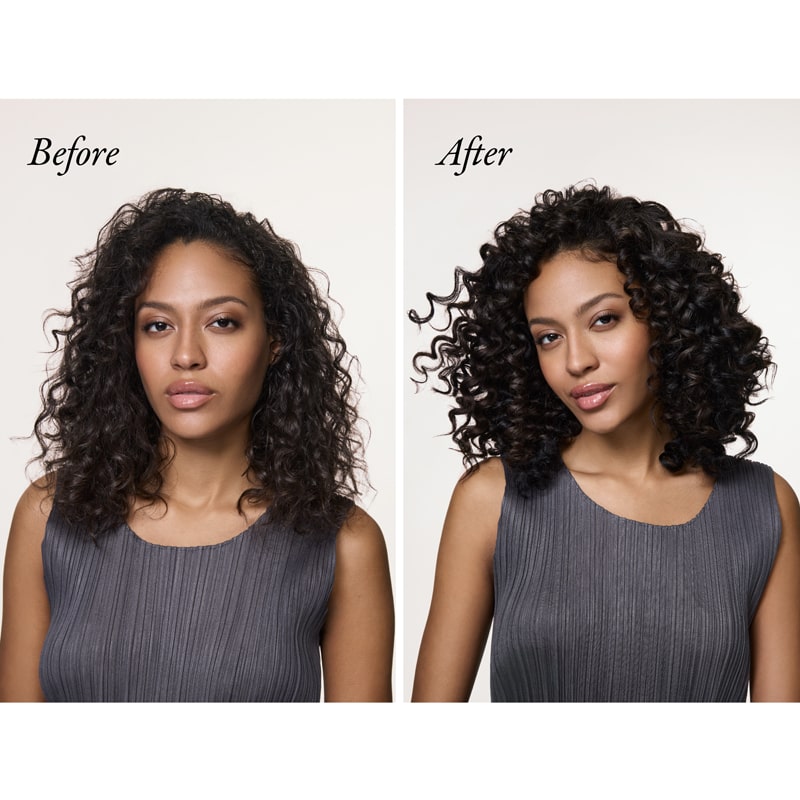 Oribe Supershine Hydrating Conditioner - before and after product use on model shown