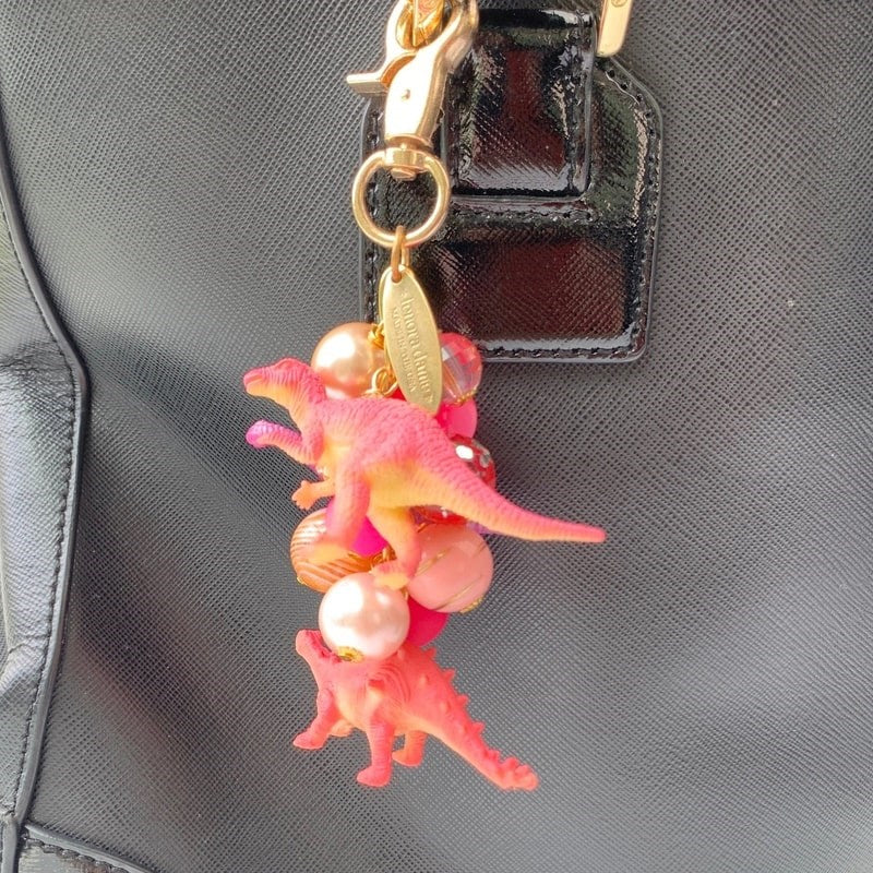 Lenora Dame Favorite Dinosaur Purse Charm in Taffy Pink - product shown attached to purse