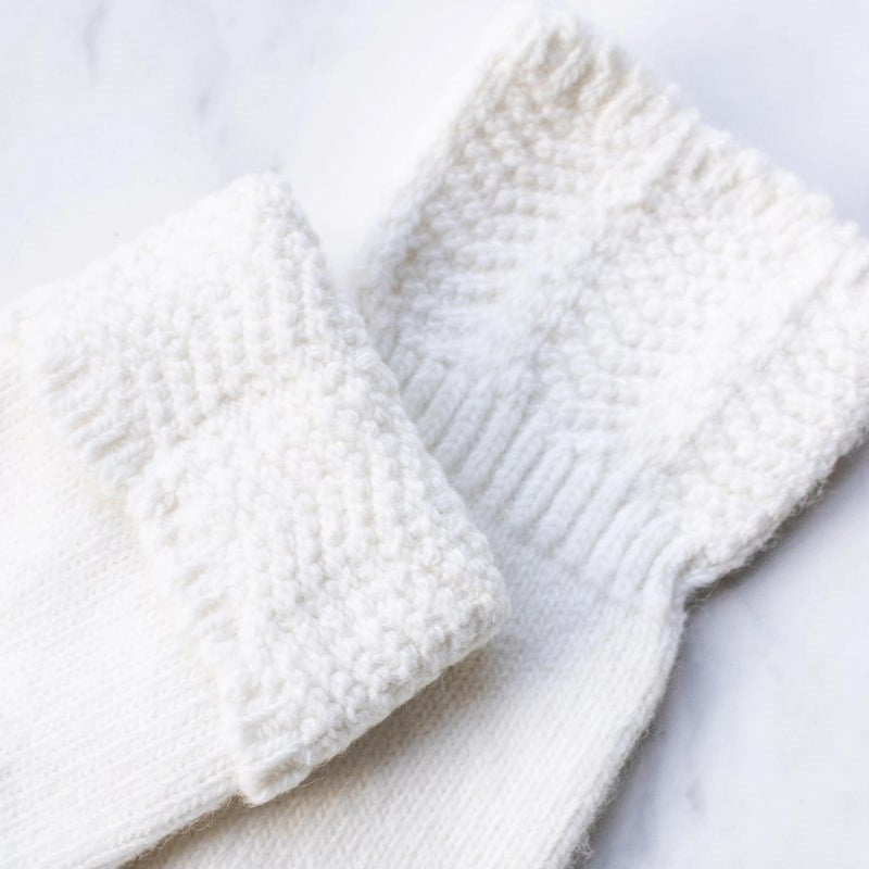 Close up of Tiepology Charlotte Combed Wool and Cashmere Socks - Ivory (1 pair)