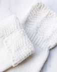 Close up of Tiepology Charlotte Combed Wool and Cashmere Socks - Ivory (1 pair)